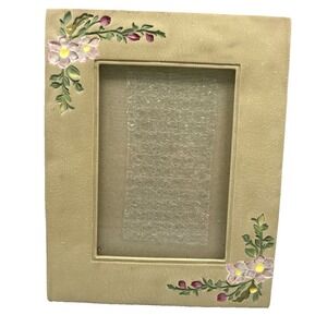 Vtg Burnes Of Boston 3D Floral Ceramic 5" X 7" Picture Frame Veritcal Horiztonal